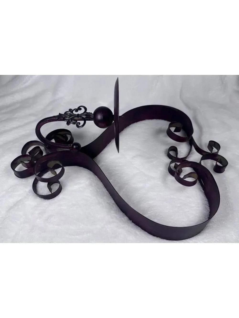 Vintage WROUGHT IRON Hanging Votive Candle Holder Burgundy 17.5” tall x 13” W